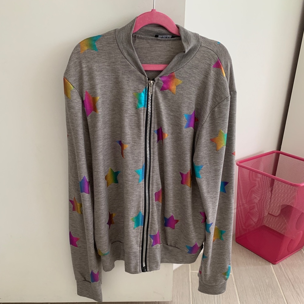 Girls Terez hoodless multi-color zip-up